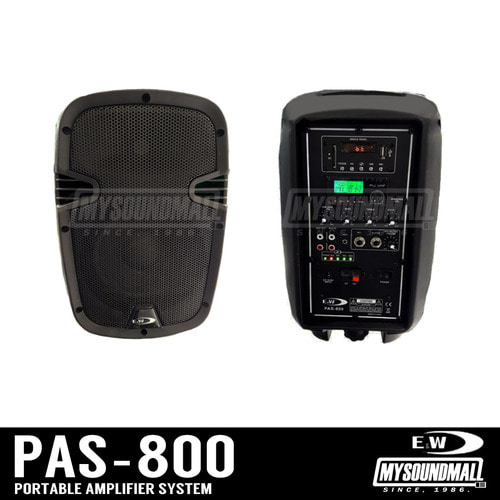 E&amp;W - PAS-800 250W 무선마이크 포터블 앰프 스피커