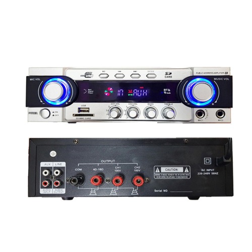 E&amp;W - PA-502 미니 P.A 앰프 50W, 2 Speaker Zone, USB / SD 플레이어, 8Ω or 100V 스피커 선택 연결 사용 가능, 2 마이크 입력